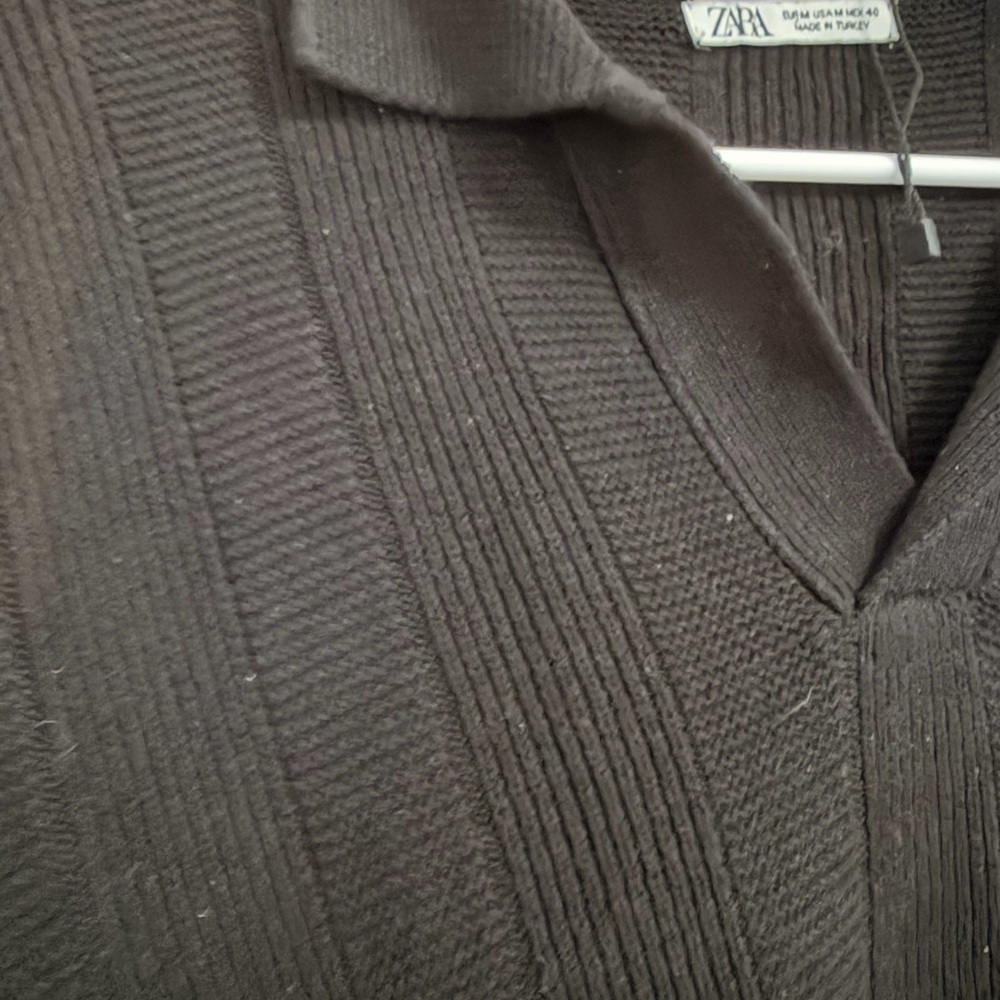Zara Dark Brown Ribbed Sweater